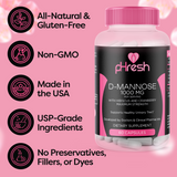 D-Mannose with Cranberry Capsules for Women and Men, Maximum Strength 1000 mg Per Serving